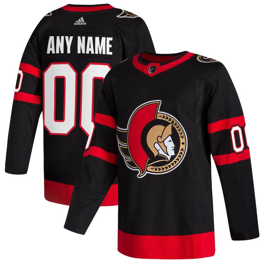 Men Ottawa Senators adidas Black Home Authentic Custom NHL Jersey->mlb hats->Sports Caps